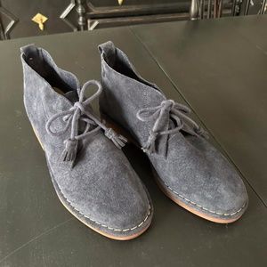 Womens Hush Puppy Booties Size 9. Blue Suede Catelyn Tassel